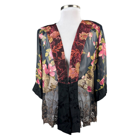 Spencer Alexis Floral Embroidered Cardigan Top Plus Size 2X Boho Fairy Artsy - Picture 2 of 15